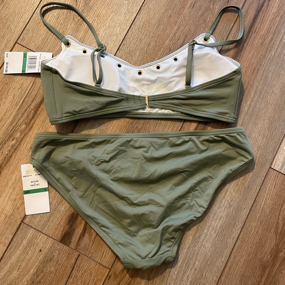 New With Tags Michael Kors L Army Green 2 Piece Banded Bikini Swim Suit - Picture 3 of 6